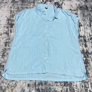 Orvis Classic Collection Womens Linen Blend Shirt Large Short Sleeve Button Up